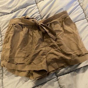 Olive green tie shorts